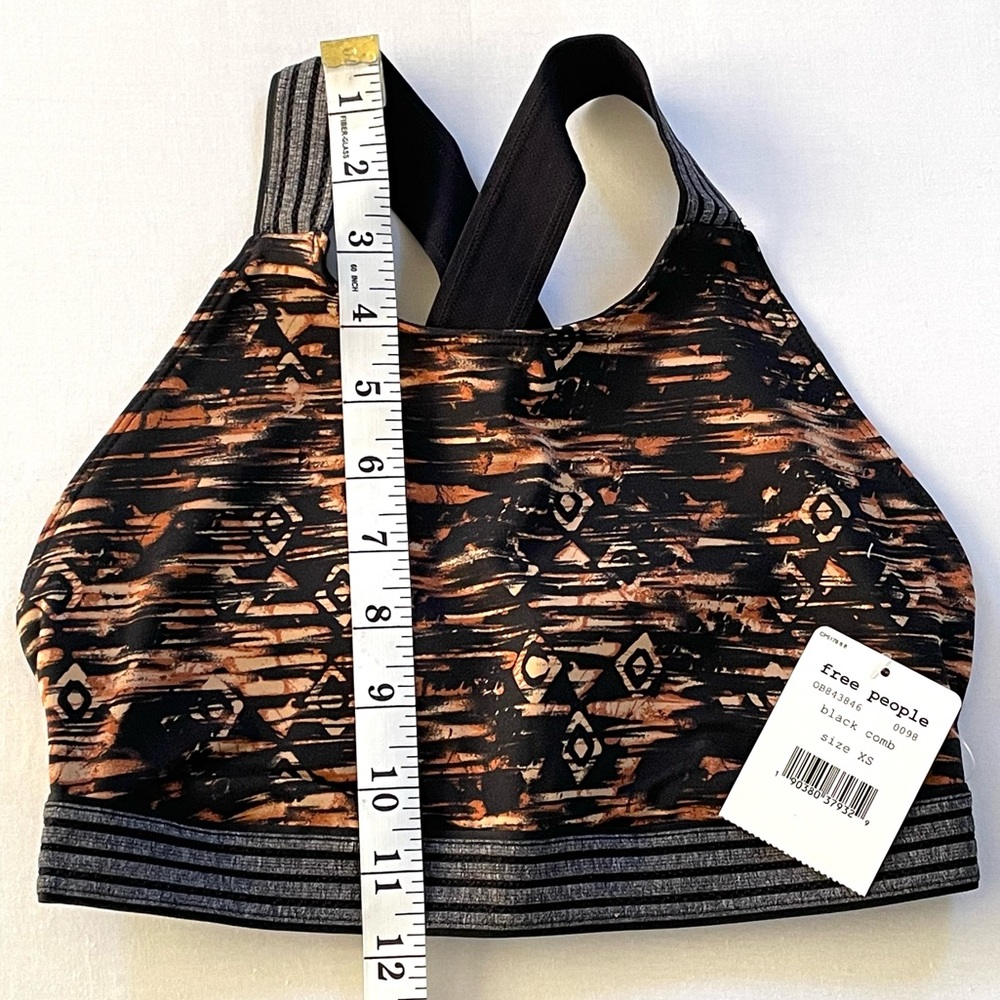 Free People Printed Practice Makes Perfect Sports Bra Crossback Black Combo NWT - Picture 15 of 16